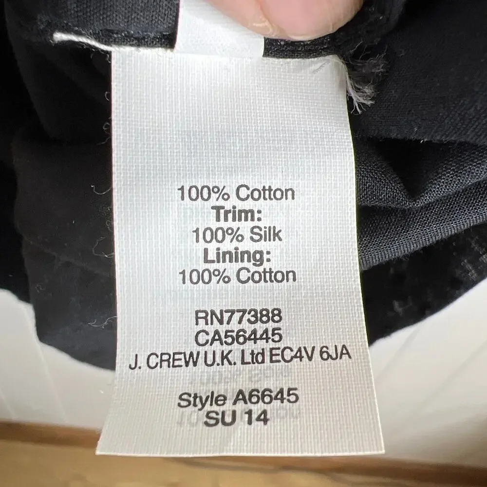 J Crew Black Knee‎ Length Swiss Dot Lined with Flutter Sleeve Dress Size 8